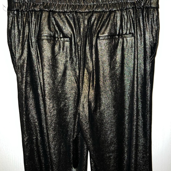 Joie Coated Metallic Gold Wide Leg Dress Pants - Picture 4 of 13